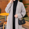 Shawl Collar Pocket Cardigan with Textured Knit Grey - Afbeelding 2