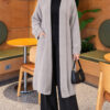 Shawl Collar Pocket Cardigan with Textured Knit Grey - Afbeelding 3
