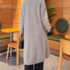 Shawl Collar Pocket Cardigan with Textured Knit Grey - Afbeelding 4