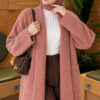 Shawl Collar Pocket Cardigan with Textured Knit Rose Dust
