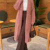 Shawl Collar Pocket Cardigan with Textured Knit Rose Dust - Afbeelding 2