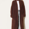 Shawl Collar Pocket Cardigan with Textured Knit Brown - Afbeelding 2