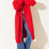 Shawl Collar Pocket Cardigan with Textured Knit Red