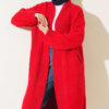 Shawl Collar Pocket Cardigan with Textured Knit Red – Bild 2