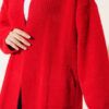 Shawl Collar Pocket Cardigan with Textured Knit Red – Bild 4