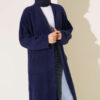 ⁦Shawl Collar Pocket Cardigan with Textured Knit Navy Blue⁩ - الصورة ⁦2⁩