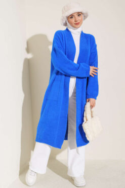 Alternative view of Shawl Collar Pocket Cardigan with Textured Knit Saxon Blue