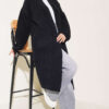 Shawl Collar Pocket Cardigan with Textured Knit Black