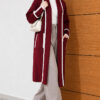 Shawl Collar Pocketed Knit Cardigan Burgundy - Imagen 2