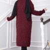 Long Knitted Cardigan with Shawl Collar and Pockets Burgundy - Image 4
