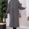 ⁦Long Patterned Knit Cardigan with Shawl Collar Anthracite⁩ - الصورة ⁦4⁩
