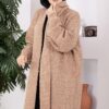 Long Patterned Knit Cardigan with Shawl Collar Ecru – Bild 2