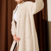 Shawl Collar Textured Knit Cardigan Beige - Imagen 2