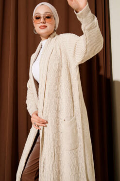 Alternative view of Shawl Collar Textured Knit Cardigan Beige