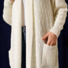 Shawl Collar Textured Knit Cardigan Ecru - Imagen 4