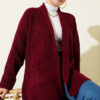 Shawl Collar Rice Knit Cardigan Burgundy