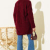 Shawl Collar Rice Knit Cardigan Burgundy – Image 3