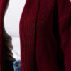 Shawl Collar Rice Knit Cardigan Burgundy – Image 4