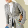 Shawl Collar Rice Knit Cardigan Grey