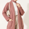 Shawl Collar Rice Knit Cardigan Rose Dust