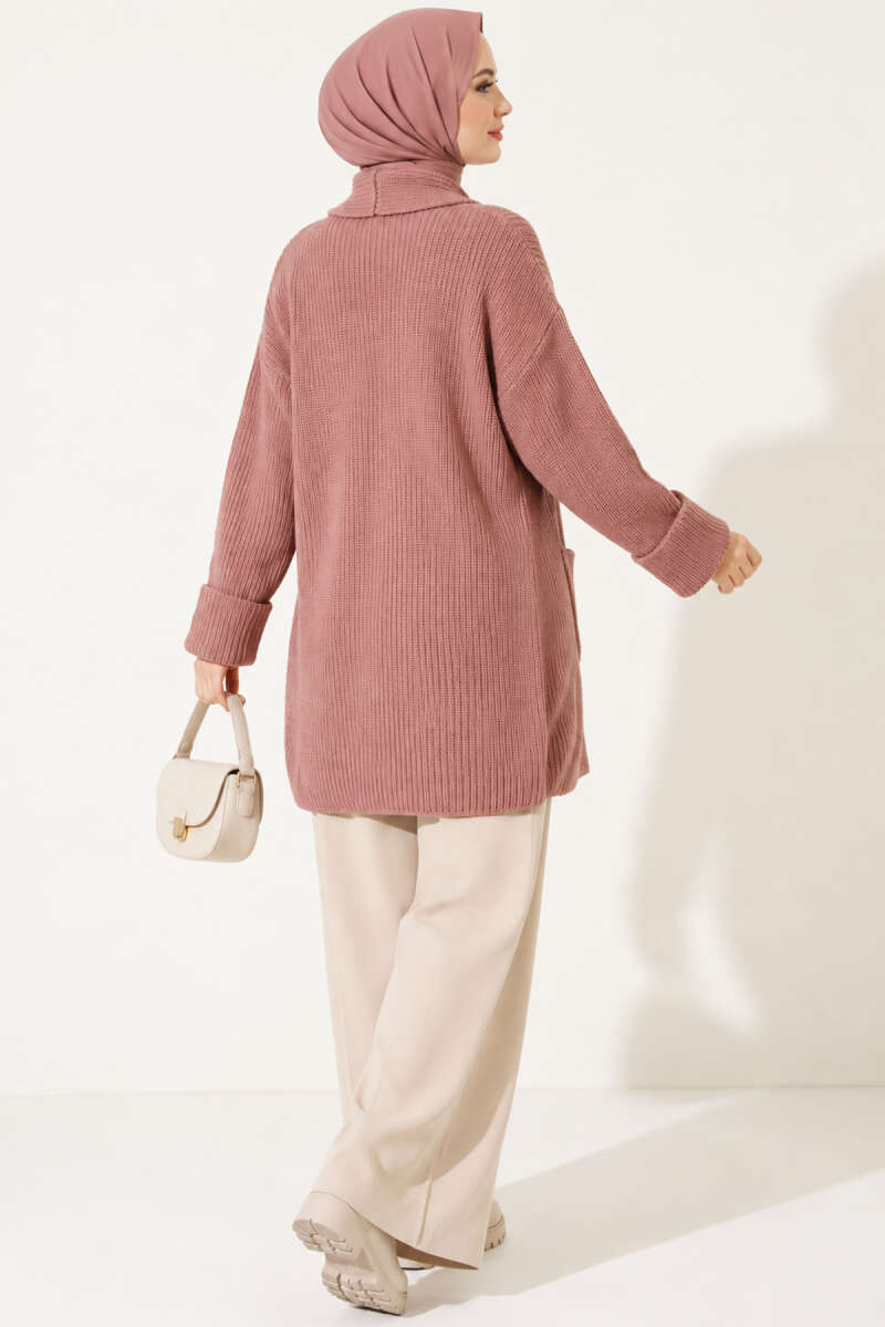 Shawl Collar Rice Knit Cardigan Rose Dust - immagine 4