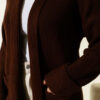 Shawl Collar Rice Knit Cardigan Brown – Bild 4