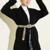 Shawl Collar Rice Knit Cardigan Black