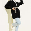 Shawl Collar Rice Knit Cardigan Black - Image 2