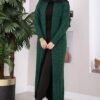 Long Knit Cardigan with Shawl Collar and Cable Knit Detailing Emerald – Bild 3