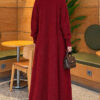 Long cardigan with shawl collar and textured knit Burgundy - الصورة 4