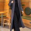 Long cardigan with shawl collar and textured knit Smoke