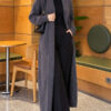 Long cardigan with shawl collar and textured knit Smoke – Bild 2
