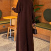 Long cardigan with shawl collar and textured knit Brown - immagine 4