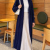 Long cardigan with shawl collar and textured knit Navy Blue - Image 2