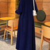 Long cardigan with shawl collar and textured knit Navy Blue - Image 4