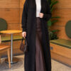 ⁦Long cardigan with shawl collar and textured knit Black⁩ - الصورة ⁦2⁩