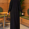 ⁦Long cardigan with shawl collar and textured knit Black⁩ - الصورة ⁦4⁩