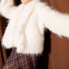 Oversized Coat with Fur Detail Ecru