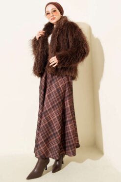 Alternative view of Oversized Coat with Fur Detail Brown