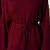 ⁦Loose Belted Knit Dress Burgundy⁩ - الصورة ⁦4⁩