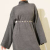 Loose Belted Knit Dress Smoke – Image 2