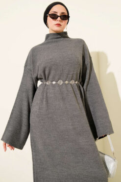 Alternative view of Loose Belted Knit Dress Smoke