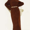 Loose Belted Knit Dress Brown