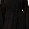 Loose Belted Knit Dress Black - الصورة 4