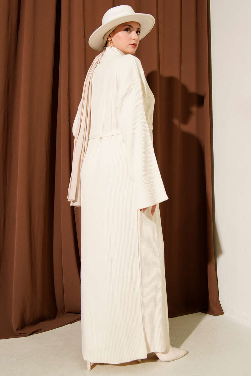 Loose Belted Knit Dress Stone – Image 3