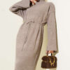 Loose Belted Knit Dress Mink - الصورة 2