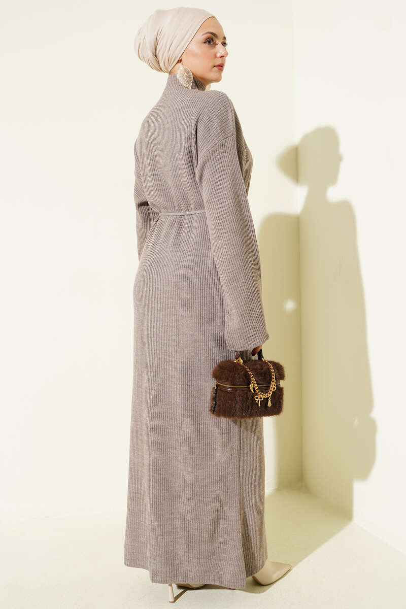 Loose Belted Knit Dress Mink - الصورة 3