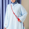 Relaxed Fit Sheer Fabric Tunic with Side Slit Details Ice Blue