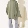 Relaxed Fit Sheer Fabric Tunic with Side Slit Details Khaki - الصورة 3
