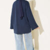 Relaxed Fit Sheer Fabric Tunic with Side Slit Details Navy Blue - الصورة 3